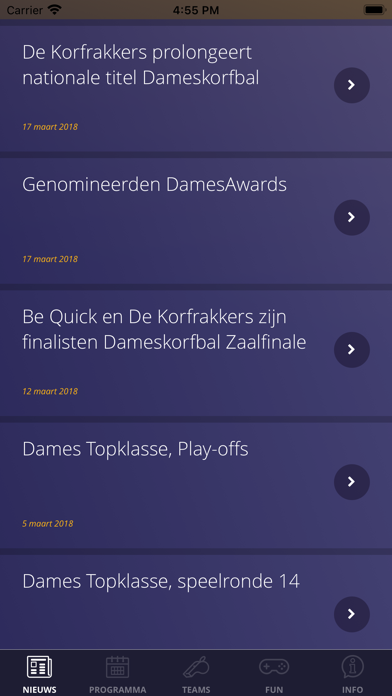 Korfbal Events App Screenshot