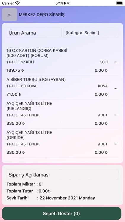 Sardunya Sipariş Yönetimi