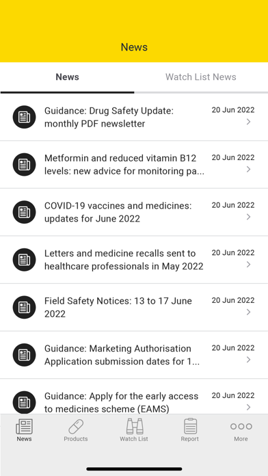 Yellow Card - MHRA Screenshot