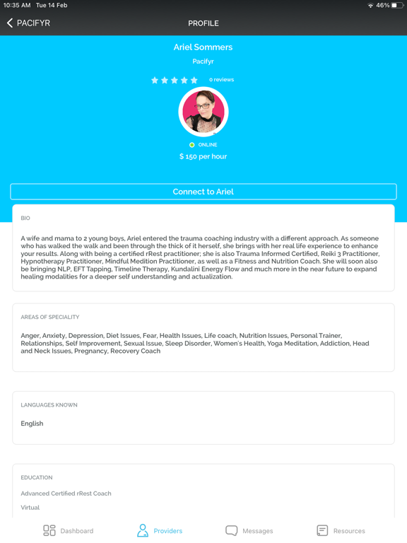 Pacifyr for Clients iPad screenshot 3 - Health & Fitness app