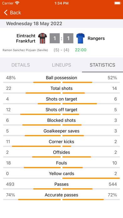 Live Scores for Europa League Screenshot