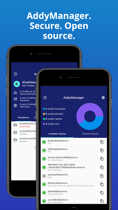 Screenshot 1 of AddyManager: Addy.io Mobile App