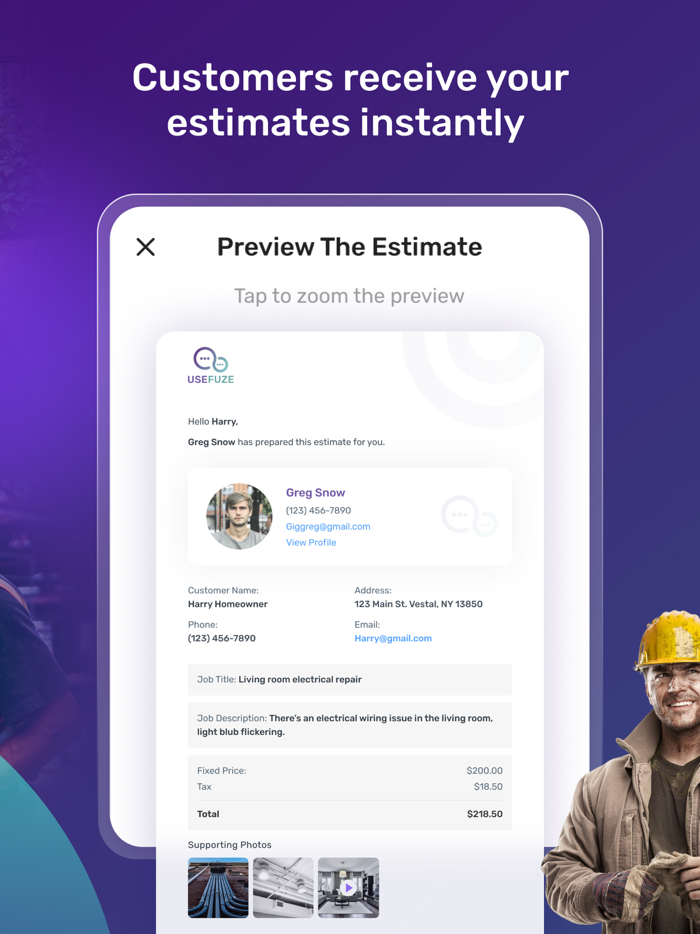 USEFUZE App for Contractors