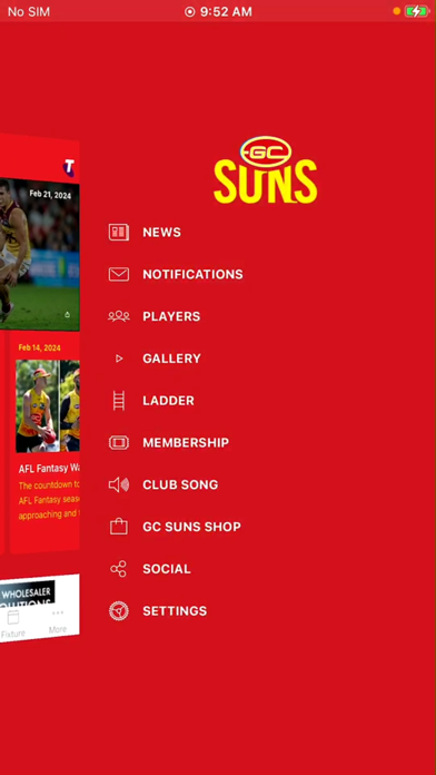 Gold Coast SUNS Official App Screenshot