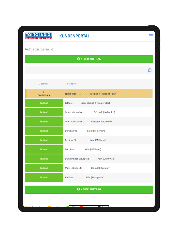 TOI TOI and DIXI Kundenportal