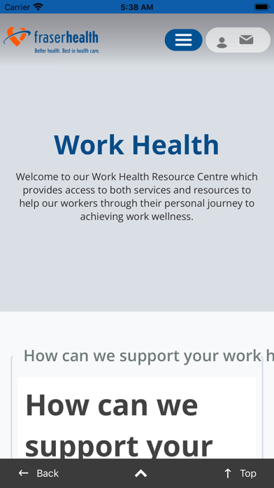 Fraser Health MyHealth Screenshot