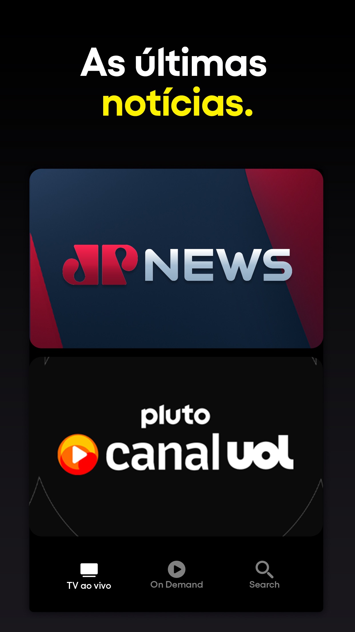 Screenshot do app Pluto TV – TV ao Vivo e Filmes