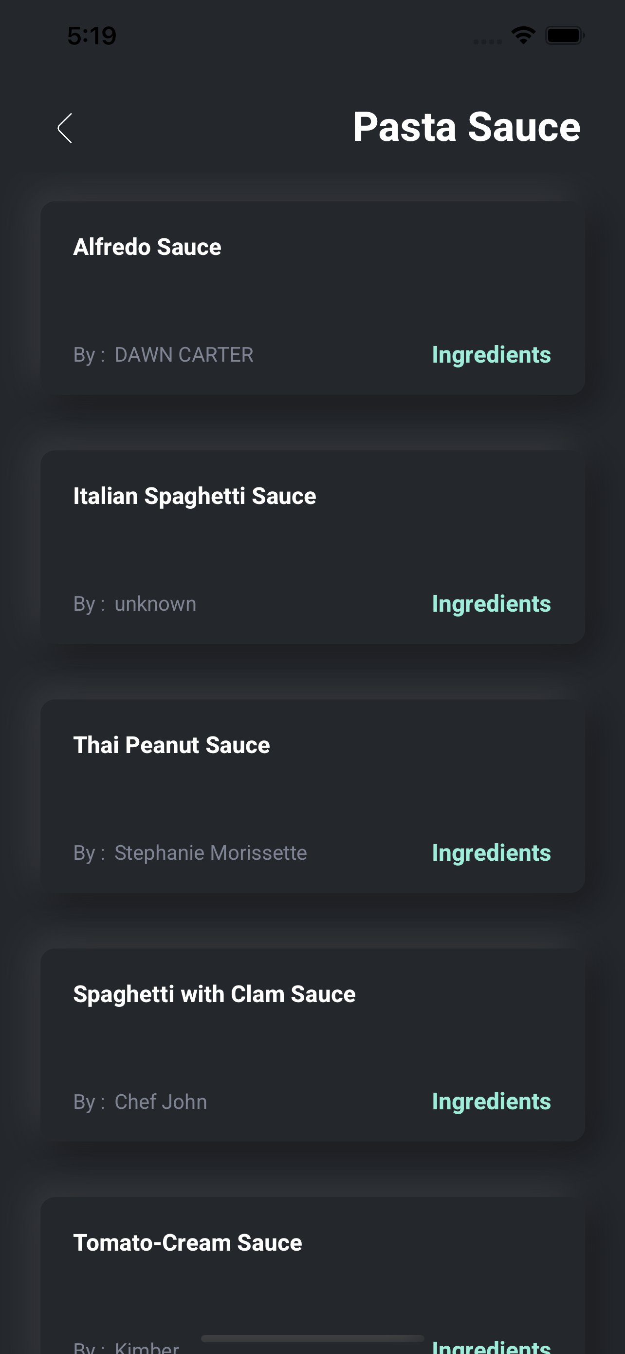 Recipes generator