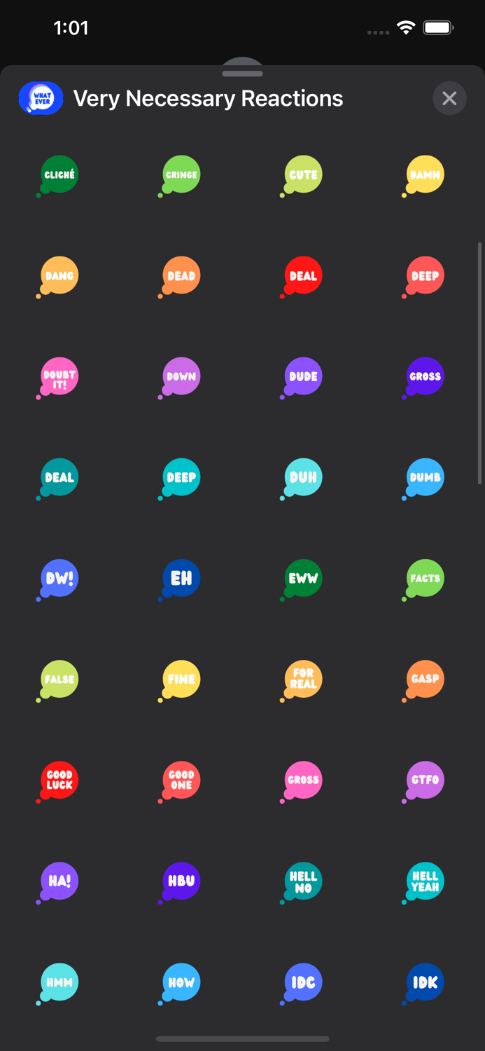 Very Necessary Reactions Color