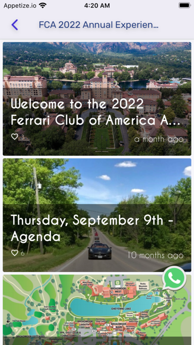 Ferrari Club of America app Screenshot