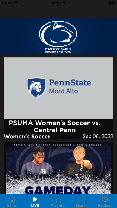 PSU Campus Athletics Network Screenshot