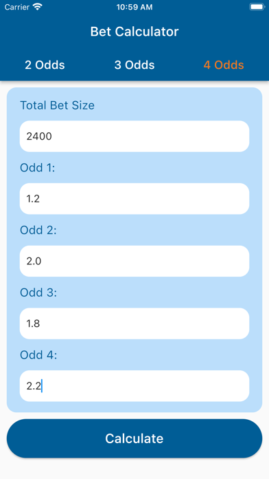 Bet Calculator - HT/FT Screenshot