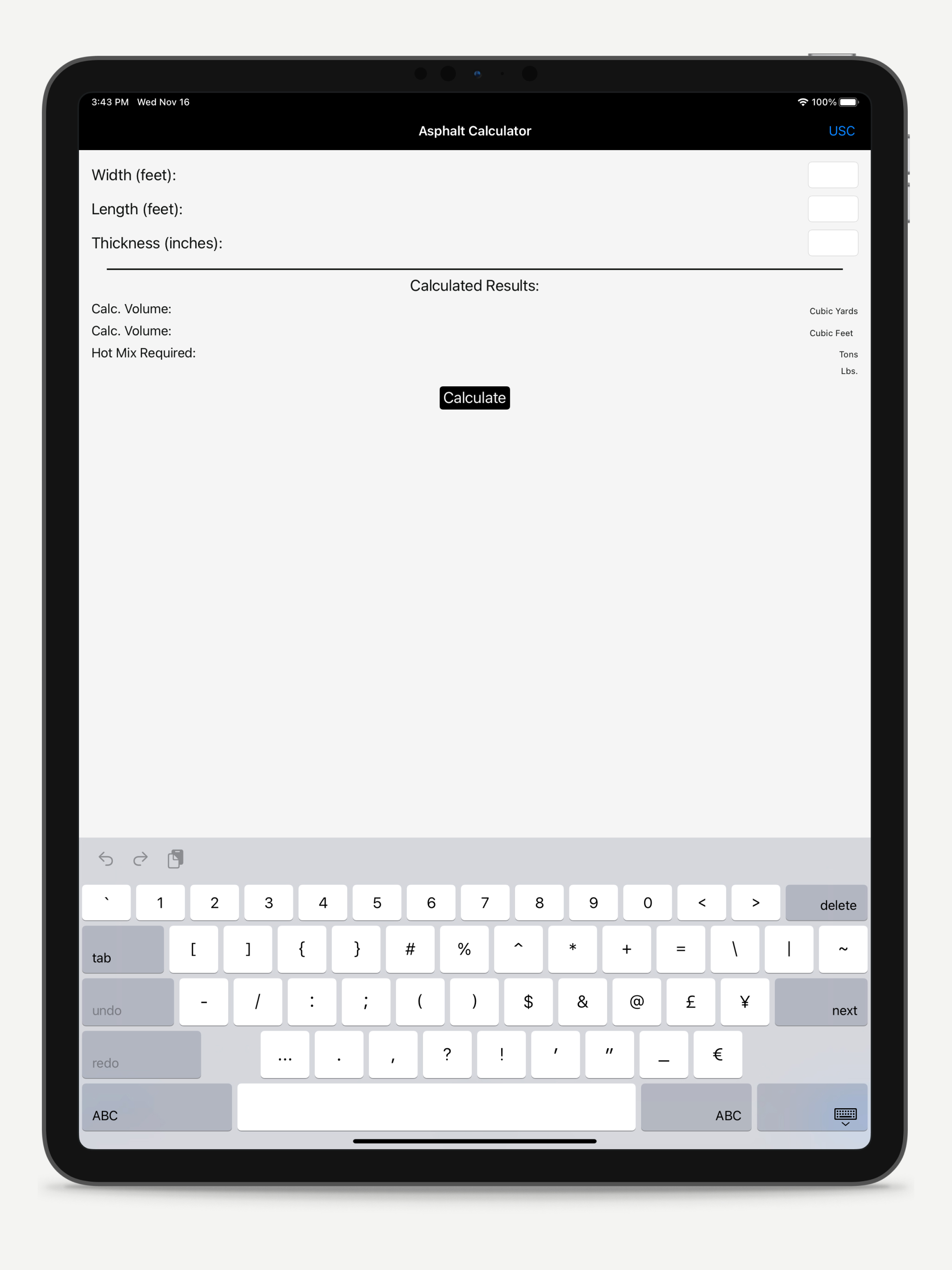 Asphalt Calculator One