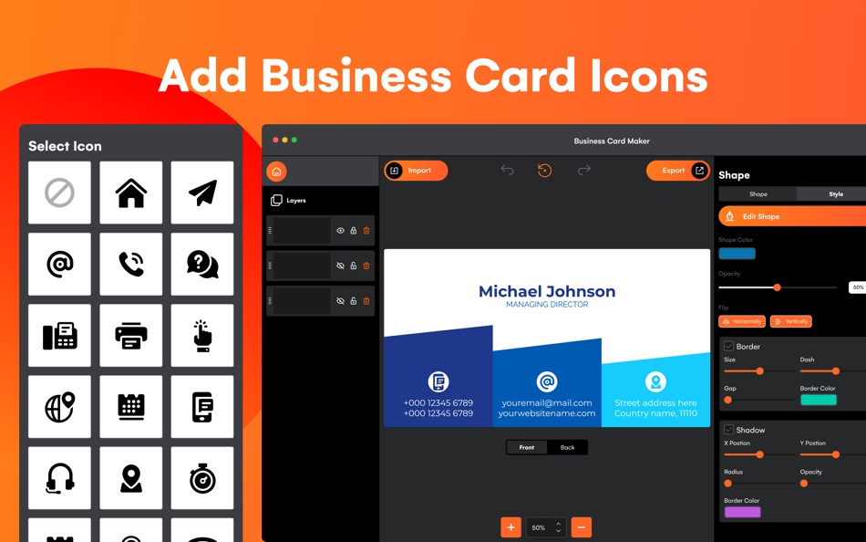 #5. Business Card Maker - Template (macOS) Podle: Tausif Akram