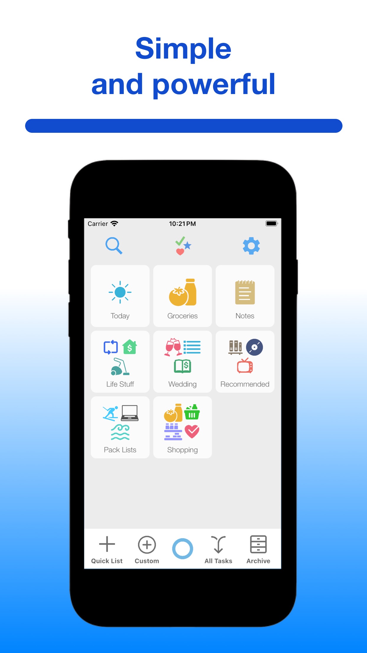 Screenshot do app Life Lists: To do & groceries