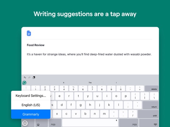 Grammarly: AI Writing Keyboard iPad app afbeelding 2