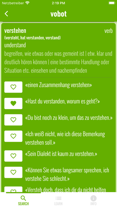 vobot German vocab trainer Screenshot