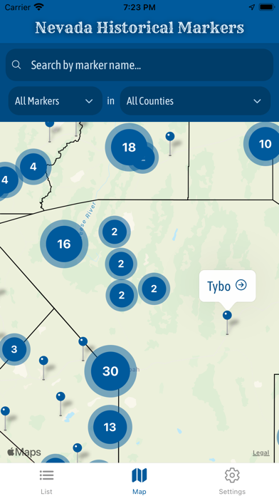 Nevada Historical Markers Screenshot