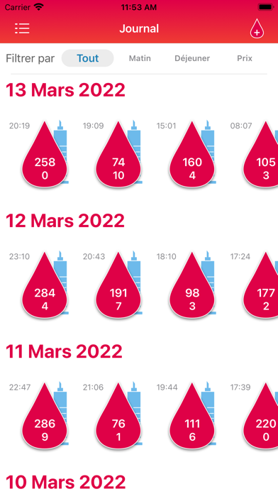 Screenshot #1 pour Journal Glycémique