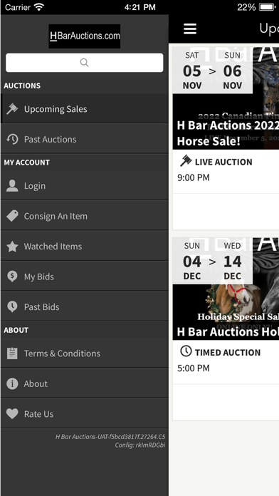 H Bar Auctions Screenshot
