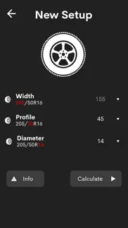 tyre(wheel) size calculator iphone screenshot 2