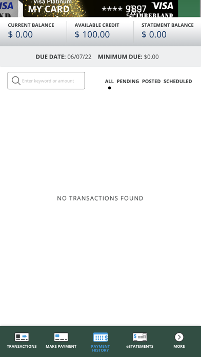My TFCU VISA Screenshot