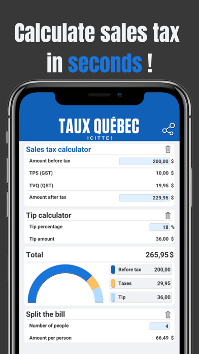Tax Calculator Quebec GST QST Screenshot