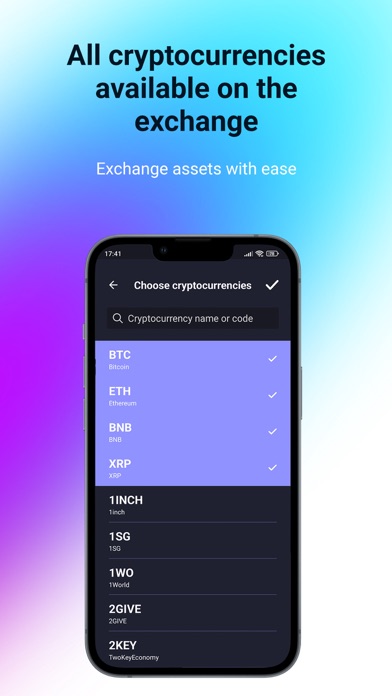 Cryptocurrency exchange Screenshot