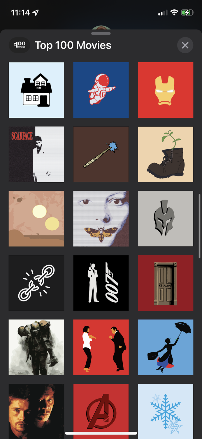 Top 100 Movies Stickers