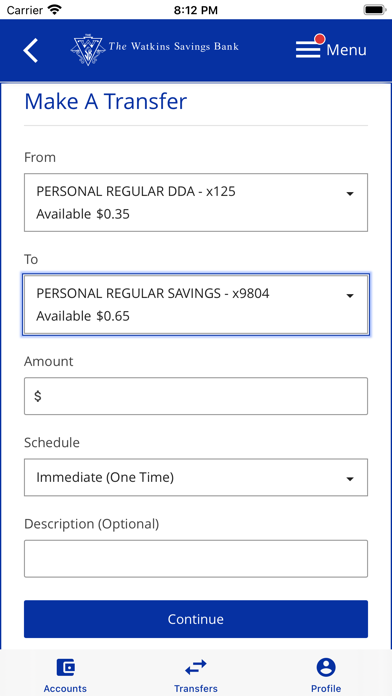 Watkins Savings Bank Screenshot
