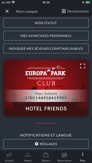 Capture d'écran de Europa-Park Hotels sur iPhone 9