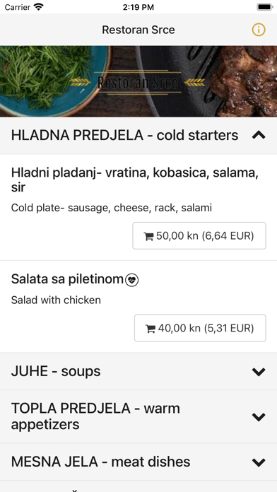Restoran Srce app screenshot
