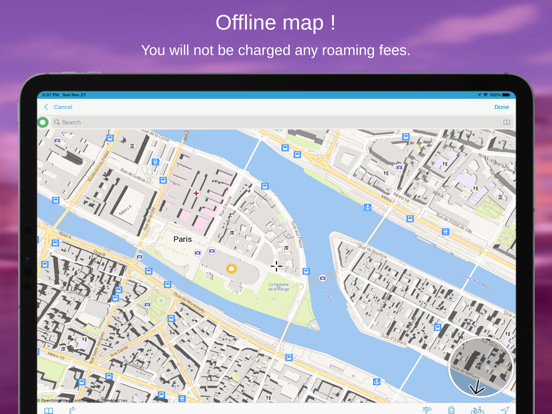 Paris on Foot : Offline Map iPad screenshot 4 - Navigation app