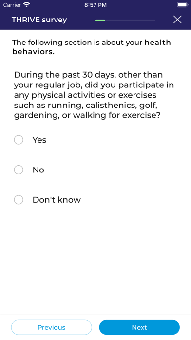 THRIVE Health Study Screenshot