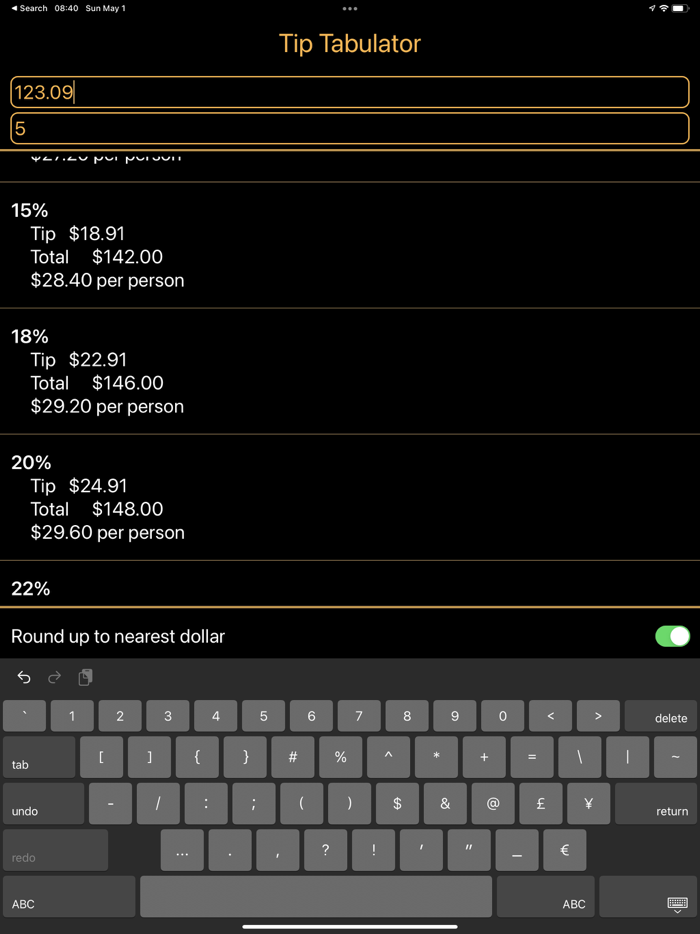 Tip Tabulator and Bill Splitter