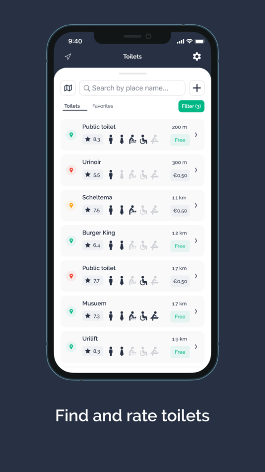 #1. HogeNood - find toilets (iOS) 由: App-vise V.O.F
