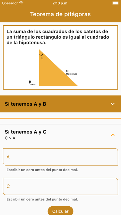 Pythagorean theorem App Screenshot