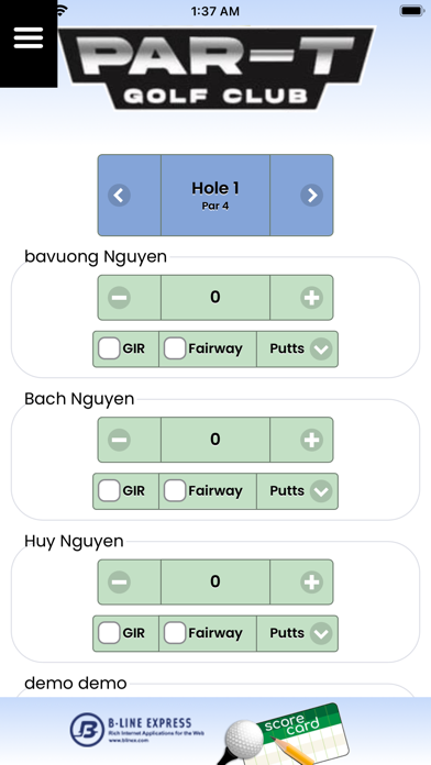 ScoreCard Par-T Screenshot