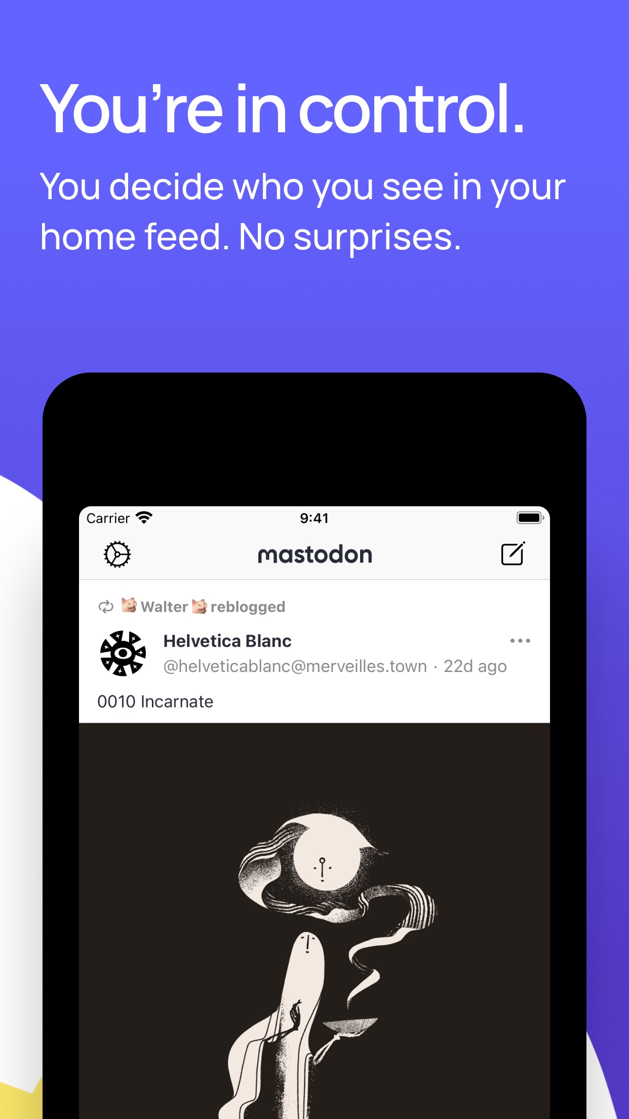 Screenshot do app Mastodon