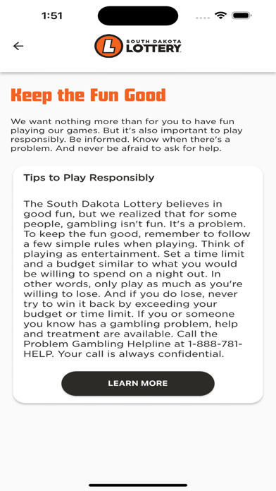 South Dakota Lottery Screenshot