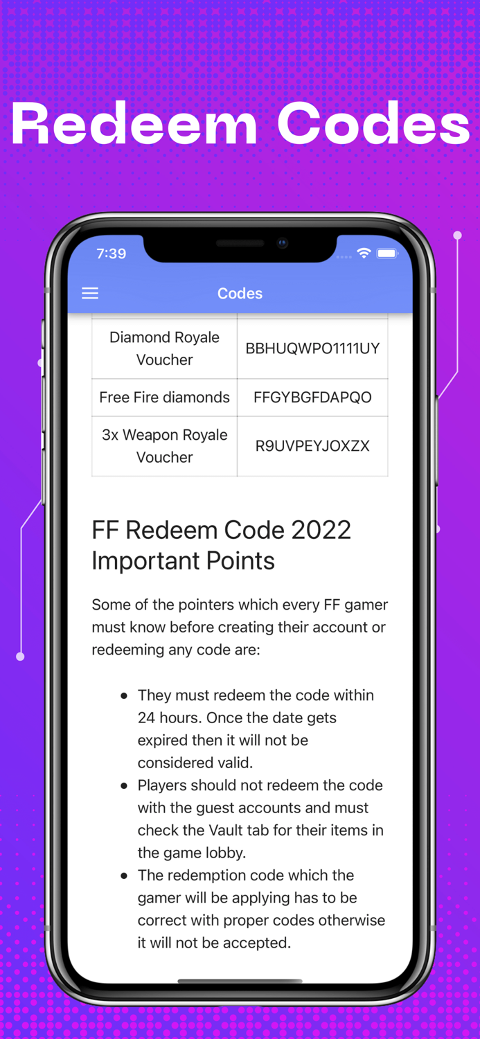 Codes and Diamonds for Garena FF