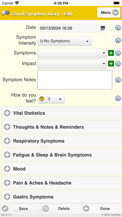 Covid Symptom Diary Screenshot