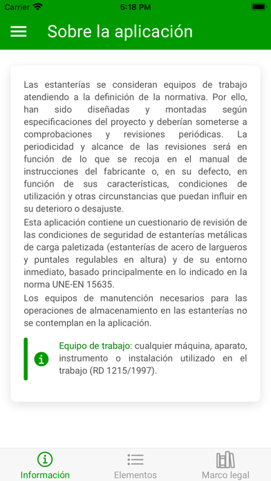 Estanterías Condic. Seguridad Screenshot