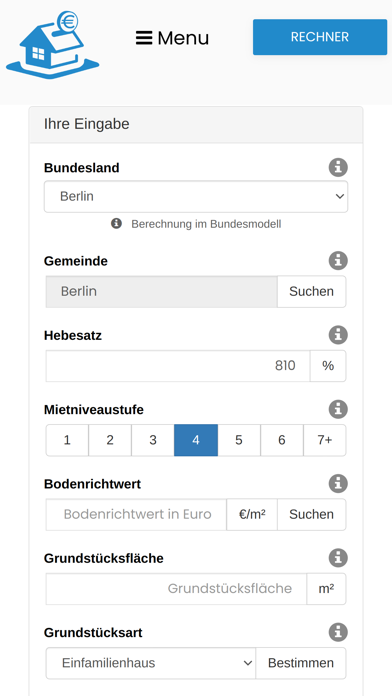 Grundsteuer Rechner Screenshot
