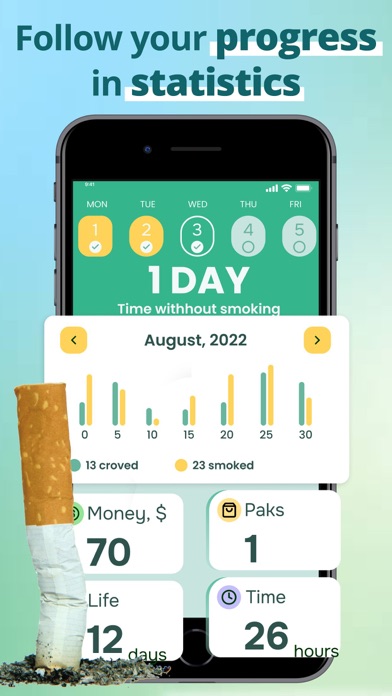 Quit Smoking & Vaping Tracker iPhone screenshot 2 - Lifestyle app