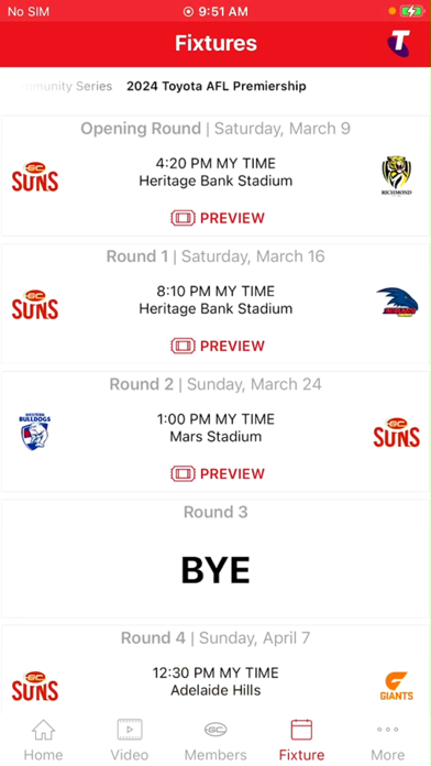 Gold Coast SUNS Official App Screenshot