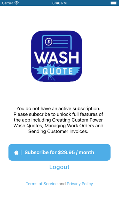 Wash Quote Screenshot