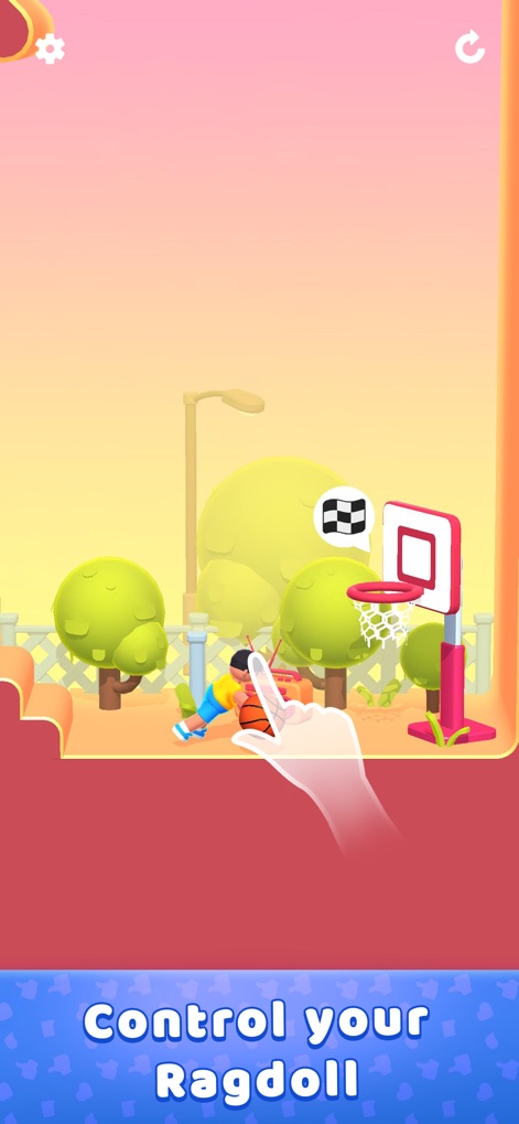 Lazy Jump 3D - This screenshot illustrates the intuitive hand gesture control and the engaging basketball hoop objective for players to master.
