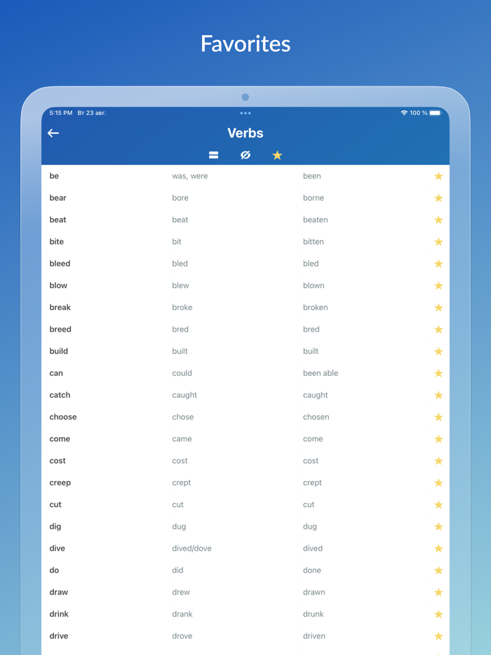 Irregular Verbs — English