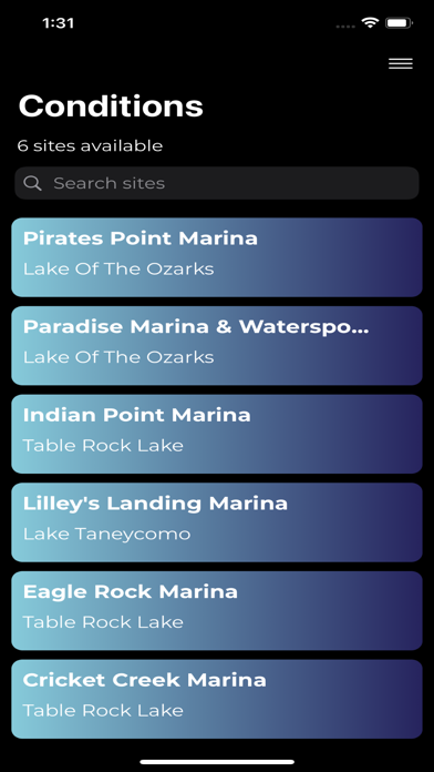 LakeSpy Water Conditions Screenshot